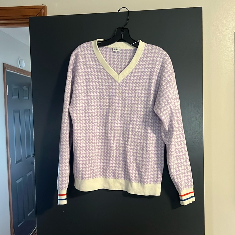 KULE purple houndstooth sweater size S